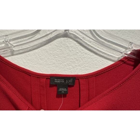 J. Jill Wearever Collection Size XS Red 3/4 Sleeve Pleated Dress Stretch Work - Picture 5 of 7